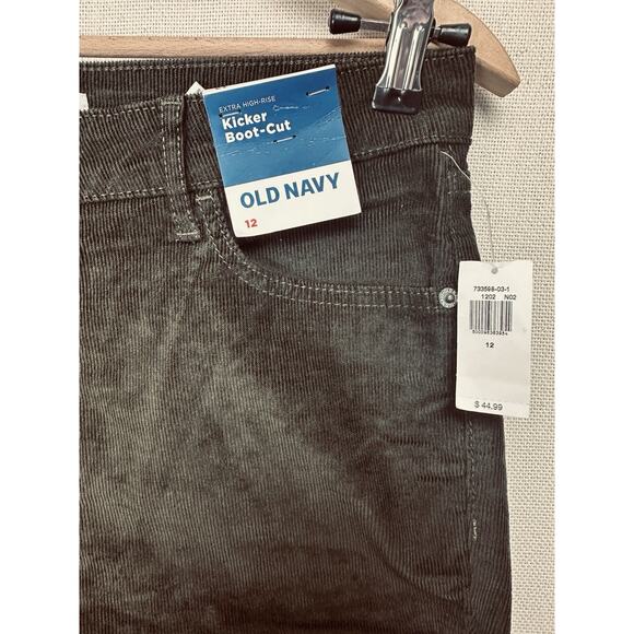 Old Navy Extra High Rise Kicker Boot-cut Corduroy Pants Women's Sz 12 Brown NWT - Picture 3 of 13